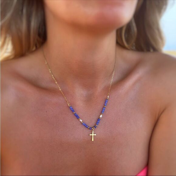 Italian vintage cross necklace #1219 - Picture 1 of 4